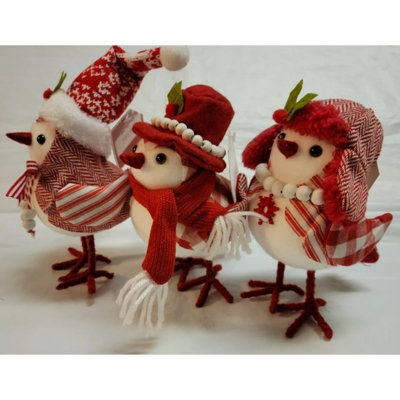 2021 Christmas Holiday Time Fabric Birds Set 5 - Picture 2 of 5